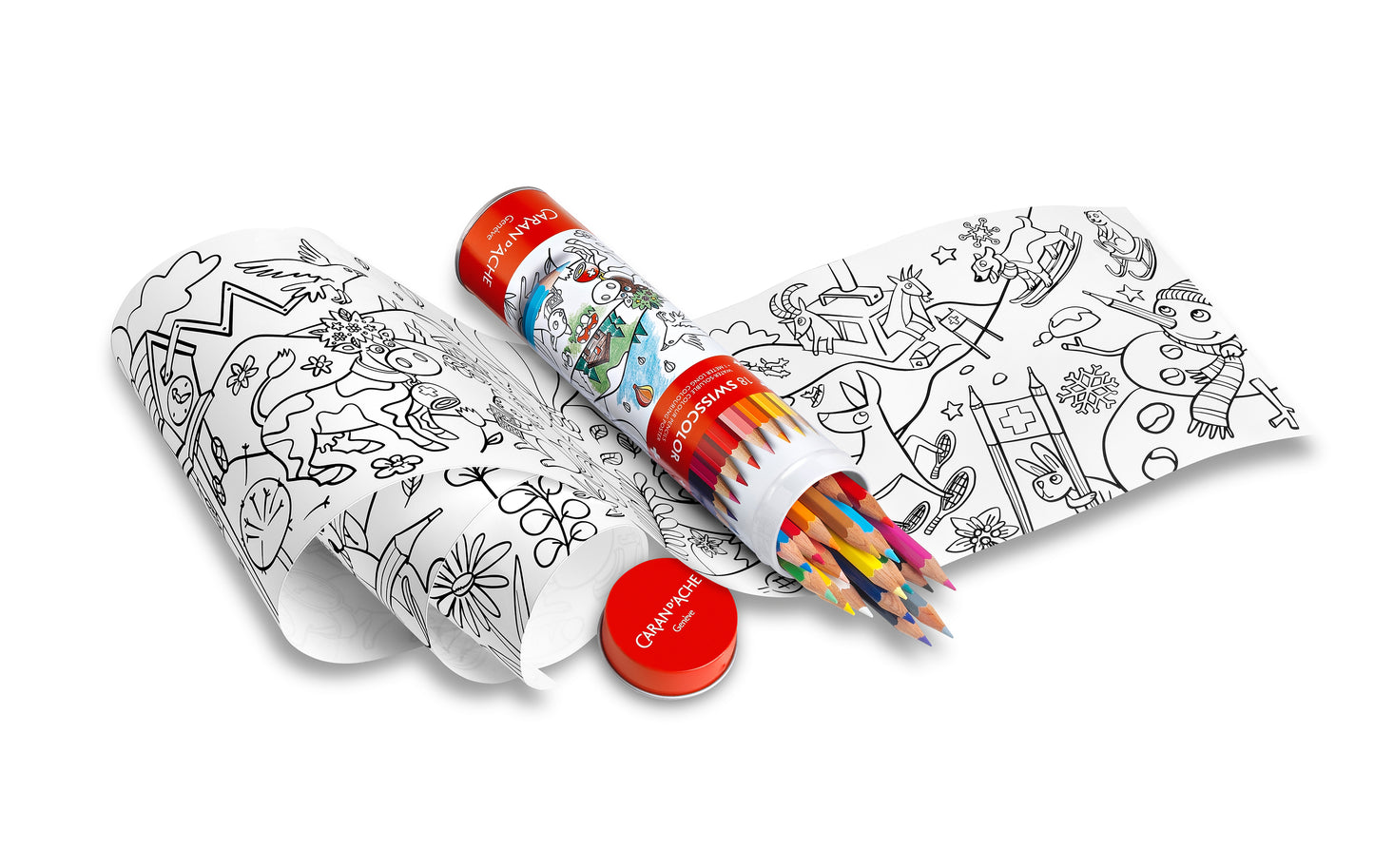 SWISSCOLOR 18 RENKLİ SULANDIRILABİLİR BOYA KALEMİ SETİ + İSVİÇRE HAYVANLARI POSTERİ