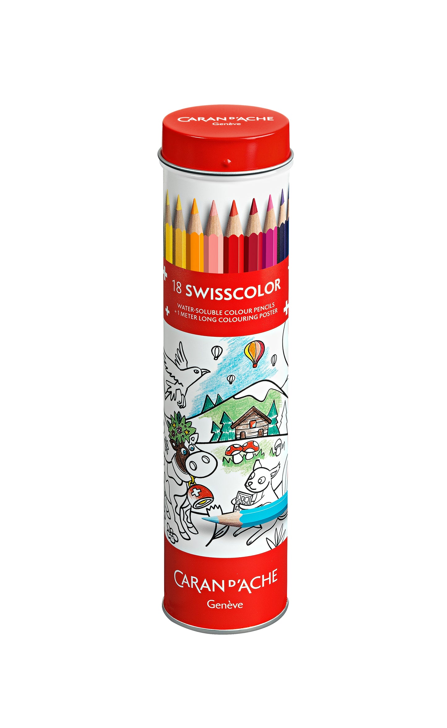 SWISSCOLOR 18 RENKLİ SULANDIRILABİLİR BOYA KALEMİ SETİ + İSVİÇRE HAYVANLARI POSTERİ