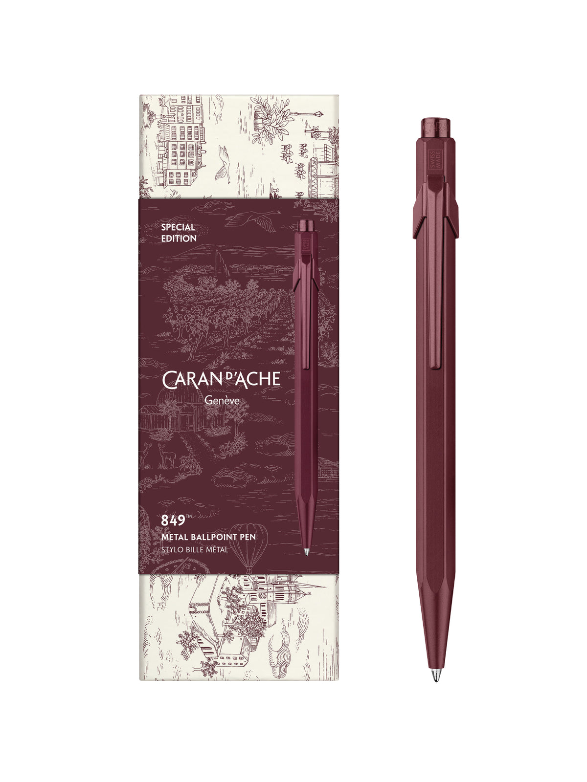 849™ Toile de Jouy Bordo Tükenmez Kalem