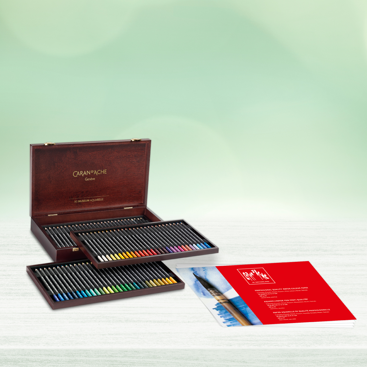 BAHAR KAMPANYASI - 76 RENK AHŞAP KUTULU MUSEUM AQUARELLE ALANA 20'Lİ SULUBOYA RESİM KAĞIDI HEDİYE